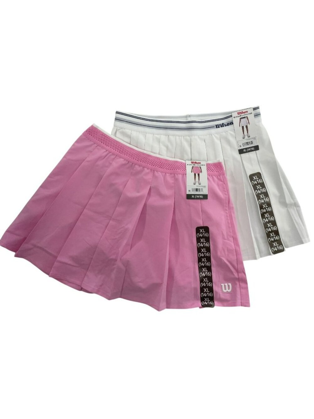 Wilson Girls Active Skirt LOT-OF-2 White & Pink Pleated Elastic Size 14/16 NWT